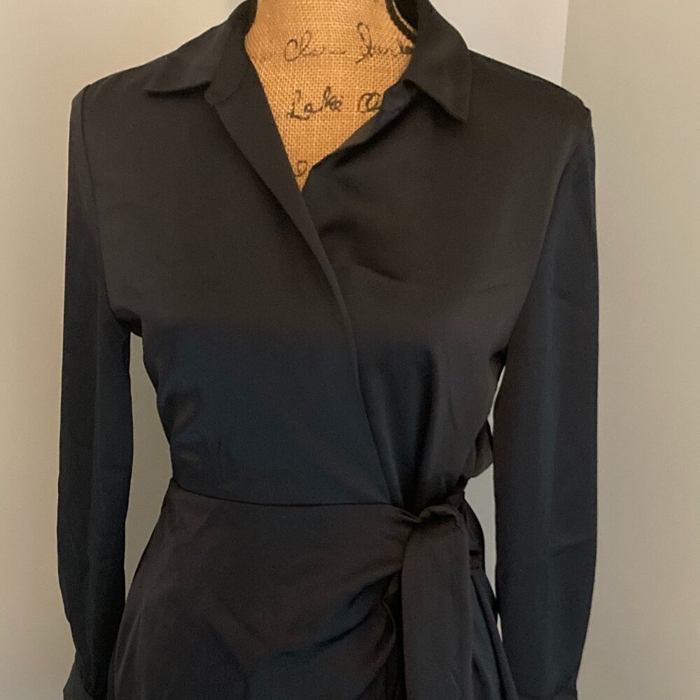 House of Harlow NWOT Satin Wrap Tie Mini Dress Women Size Small - Picture 4 of 14